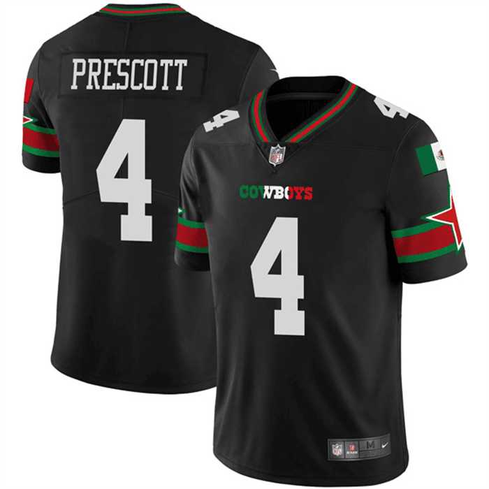 Mens Dallas Cowboys #4 Dak Prescott Black Mexico Vapor Limited Stitched Jersey Dzhi->dallas cowboys->NFL Jersey